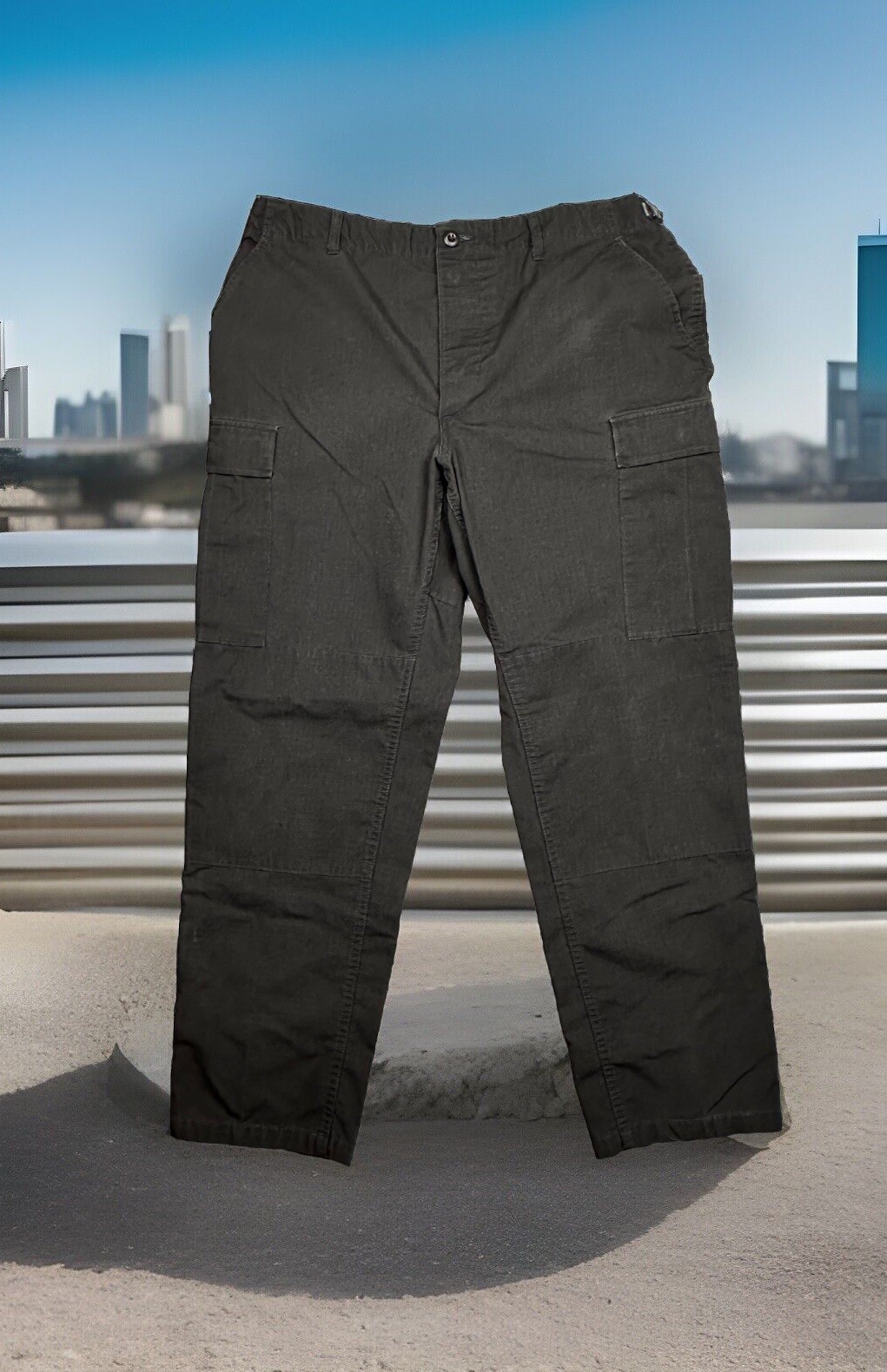 Propper Pants Mens Large Fit 37x31 Black Cargo Ripstop Button Fly Tactical READ