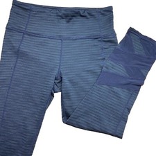 Athleta leggings yoga pants navy blue, mesh, medium rise athleisure Womens Small