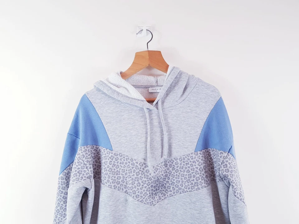 Sudadera con capucha suéter de algodón gris Papaya para hombre talla grande L Foto 3 de 4