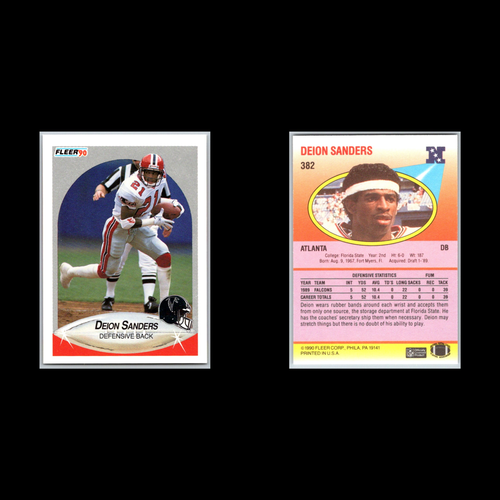 Lotto 9 carte Deion Sanders NFL HOF Falcons Legend Prime Time Atlanta - Foto 10 di 11