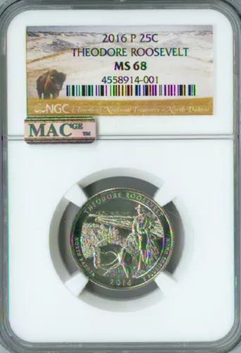 2016 P THEODORE ROOSEVELT QUARTER NGC MS68 PQ MAC FINEST GRADE MAC SPOTLESS .
