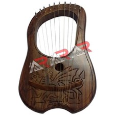 Lyre Harp 10 Metal Strings Rosewood Welsh Dragon Free Bag  Tuning Key AAR