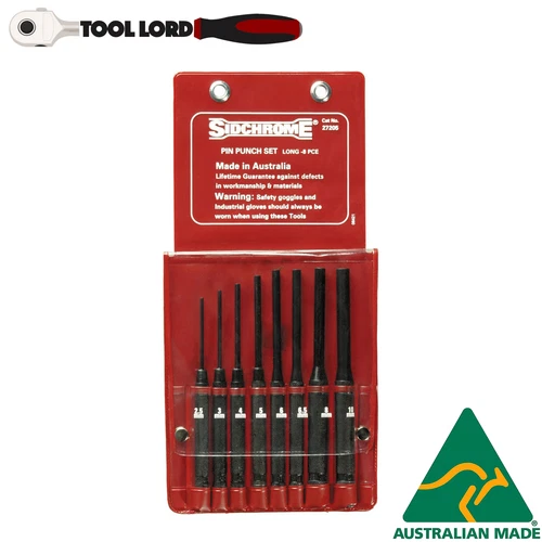 Sidchrome Made in Australia 8 Pce Long Parallel Pin Punch Set 2.5-10mm SCMT27205
