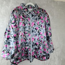 Vintage 80s Rafael Womens Windbreaker Jacket Floral Multicolor Zip Pocket Size L