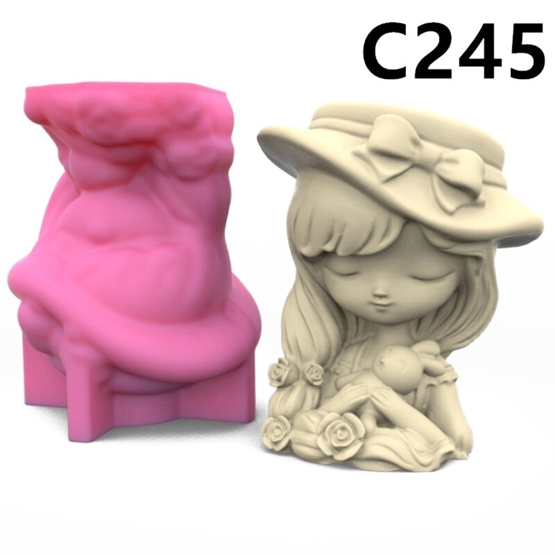 Girls Pen Holder Flower Pot Silicone DIY Craft Molds