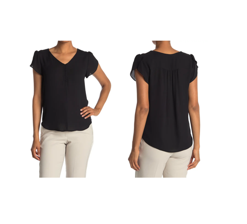 Brand New Women's RDI 2x Black Cap Sleeve V-Neck T-Shirt Color Black G173 - 第 1/1 張圖片