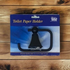 DESIGN HOUSE Toilet Paper Holder Black Metal Bath Hardware NEW