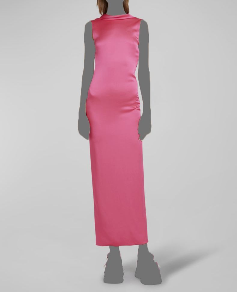 $3475 Versace Women's Pink Silk Draped Open-Back Enver Maxi