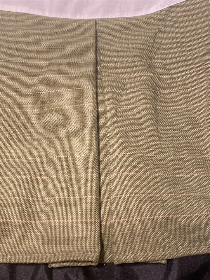 Tommy Bahama Home Twin Bed Skirt Dust Ruffle Cotton Green Brown Stripe Textured - Image 3 of 4