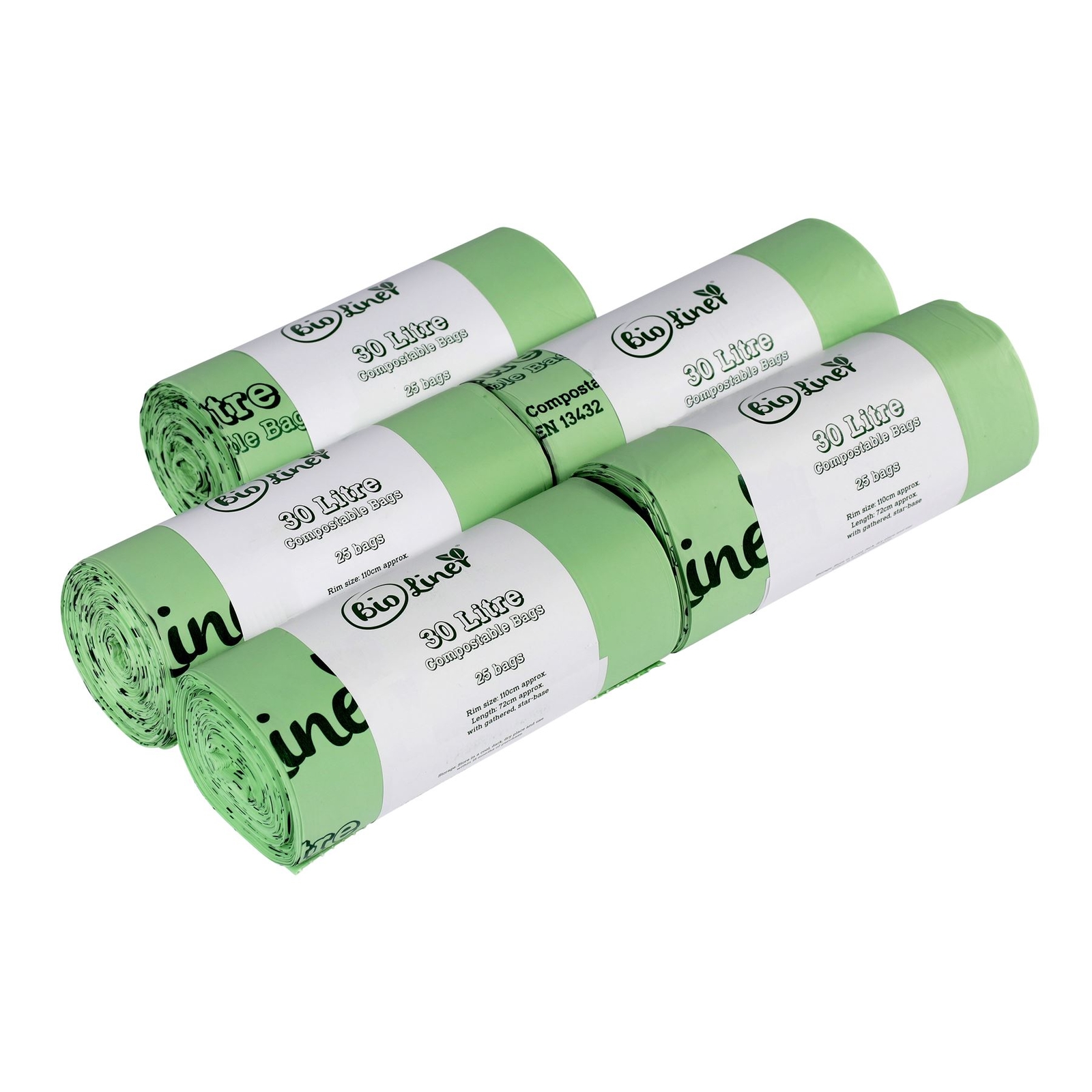 125 x 30 Litre (Large roll) BioLiner Compostable Kerbside Caddy Bin Liners