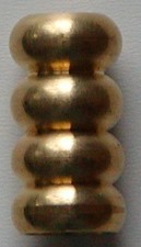 Lampenend-Zierknopf, "Rippenronde", messingfarben, 28 mm, Innengewinde M 10 x 1