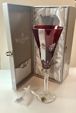 NIB Rare Waterford Snowflake Wishes 2011 “JOY” Ruby Cased Flute.  #154359.