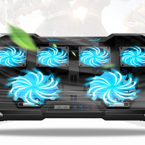 RGB Luminous Kühlbasis Einstellbarer Laptop -Stand Laptop-Kühler Mit LED-Lüfter - Bild 7 von 12