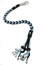 Paracord Motorcycle Biker Whip Get Back whip Metal Skulls 36" POWDER BLUE BLACK