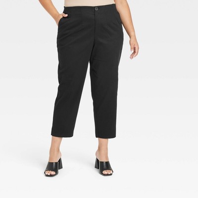 Women's Plus Size High-Rise Taper Ankle Pants - Ava & Viv Black Size 22W