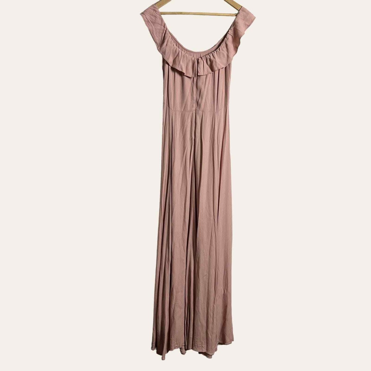 Reformation Blush Pink Verbena Ruffled Off the Shoulder Maxi Gown Dress  Size 10