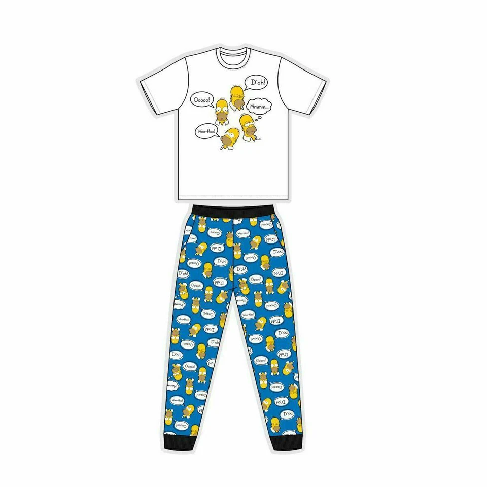 NEW Mens 100% Cotton 'Homer Simpson D'oh!' Pyjama Set