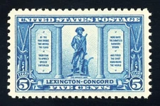 #619, 5c Lexington-Concord, Superb-OG-NH, 2025 PSE (graded 98, nh) - PERFECT !