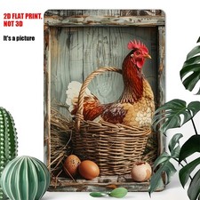 TIN SIGN Coop Chickens Eggs D cor Kitchen Cottage Farm Store Funny Gifts Plaque