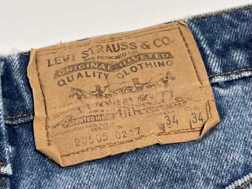 Vintage Levi’s 505 Mens 33x33 USA Made Orange Tab 20505-0217 Denim Blue Jeans - Picture 5 of 6