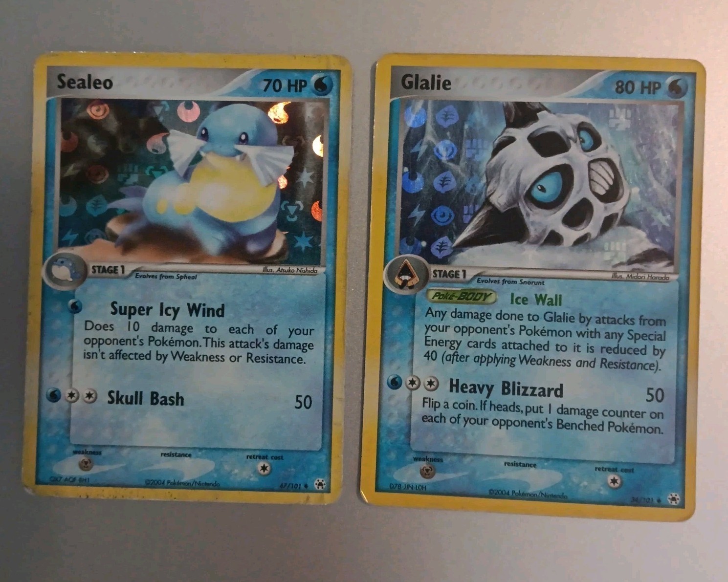 Sealeo 47/101 Glalie 34/101 EX Hidden Legends 2004 Reverse Vintage Pokemon Card