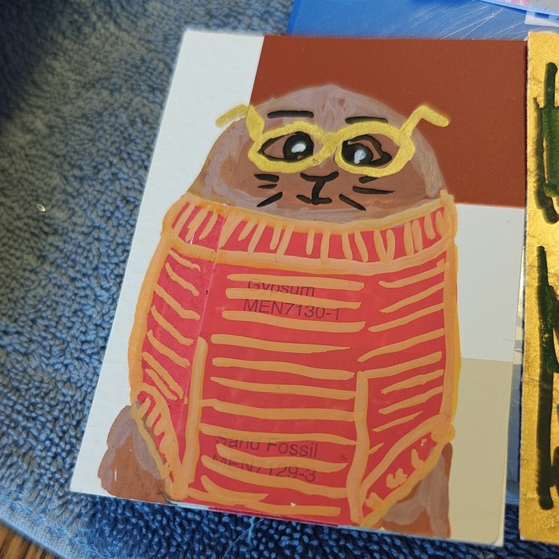 ACEO by Emily Meinert Seal wearing yellow glasses painting  animals