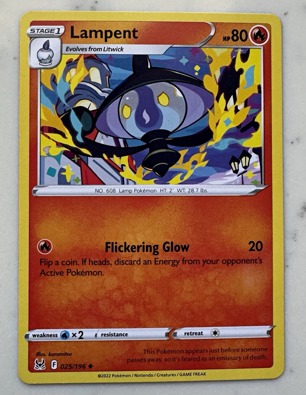 2022 Lampent HP80 Stage 1 025/196 Lost Origin Regular EN Flickering Glow 20