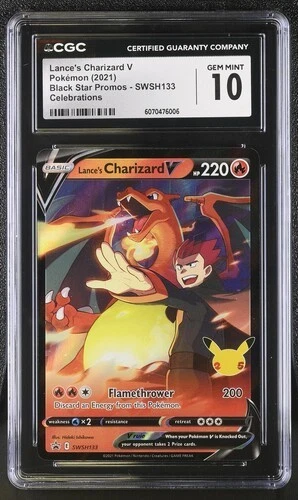 🔥🔥 CGC 10 Lance's Charizard V Black Star Promos SWSH133 2021 Celebrations