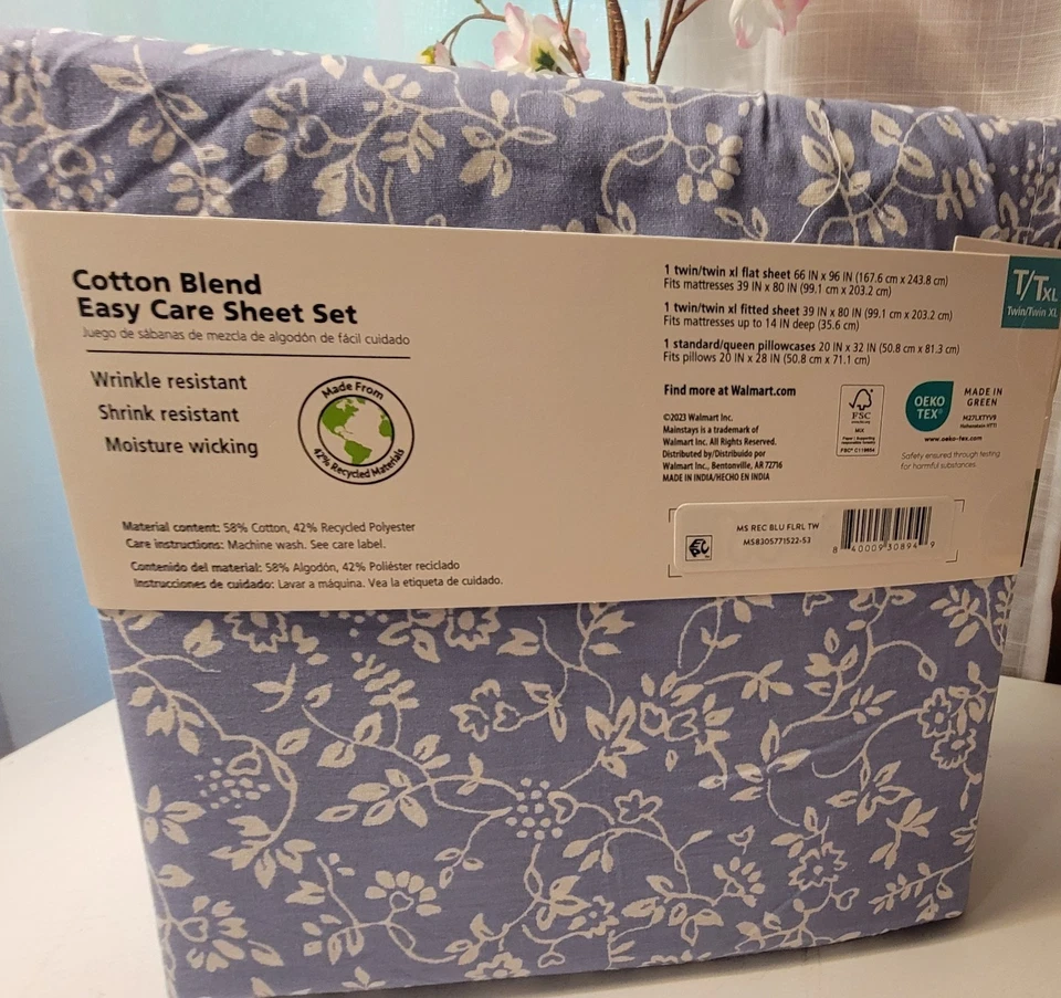 Mainstays,Twin /Twin XL 300 Thread Count, Cotton Blend, Percale, Easy Care, - Image 3 of 4