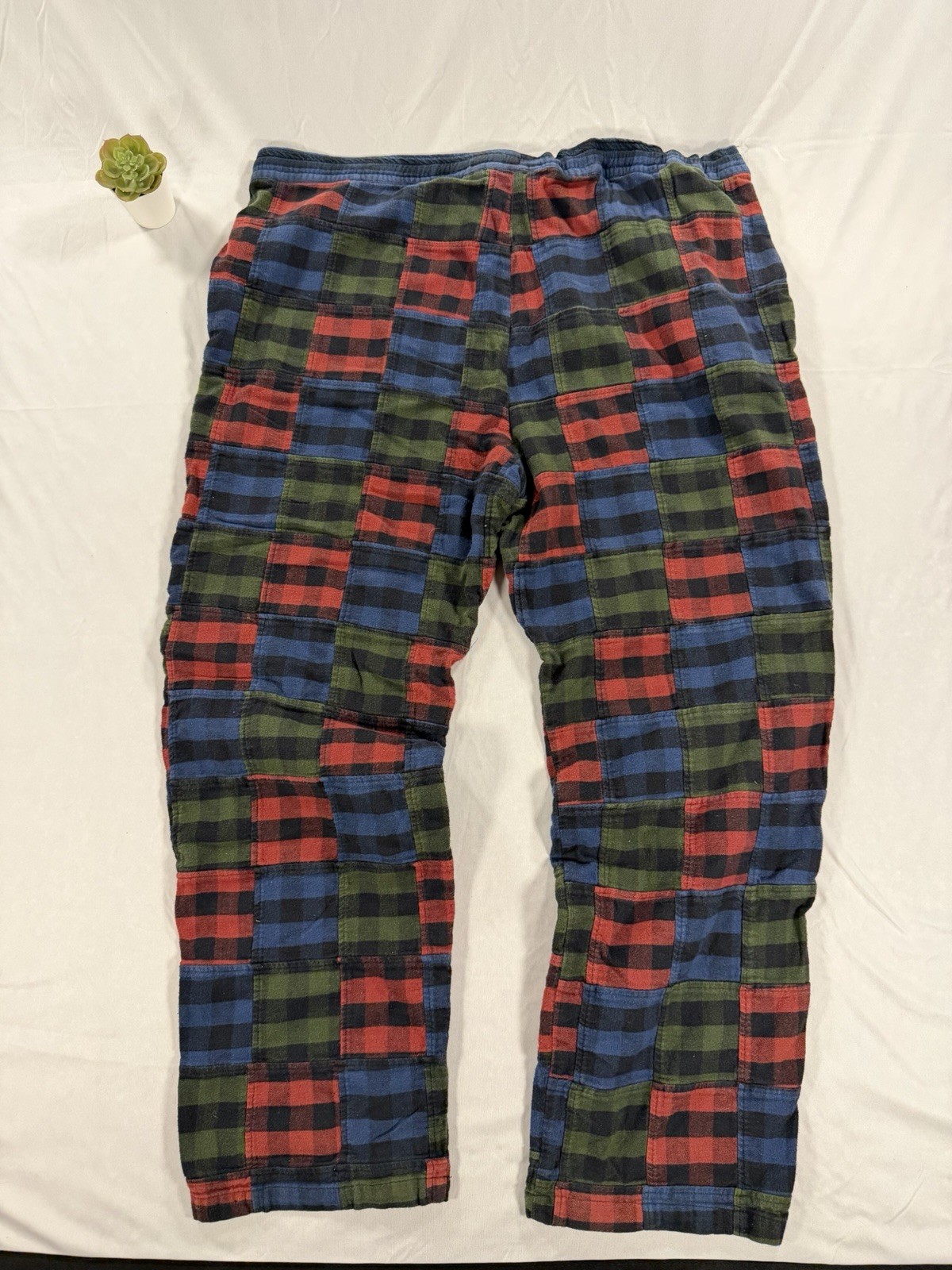 VTG LL Bean Patchwork Flannel Pants Multicolor Si… - image 2