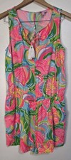 Lilly Pulitzer Tybee Print Women M Romper Floral Pink Beach Summer Sleeveless