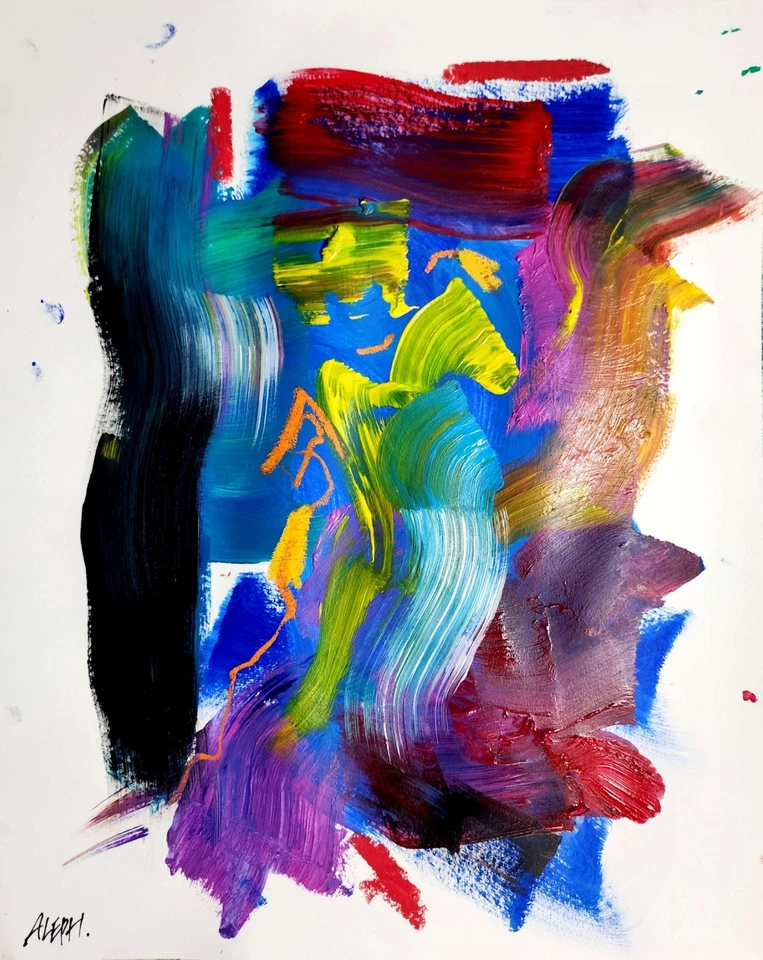 Arte Original Overtone 14x11 Abstracto Expresionista Pintura Original Sobre Papel Foto 2 de 4