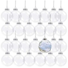 30 Pack 3.15 Inch Clear Plastic Fillable Ornament Balls - DIY Craft