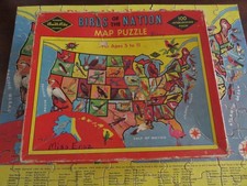 Birds of the Nation Map Puzzle Built Rite 100 Pieces Complete Vintage
