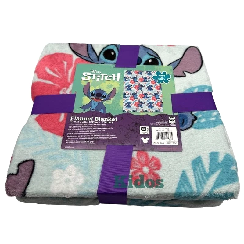 Stitch Flannel Fleece Blanket Pink Floral - Image 2 of 2