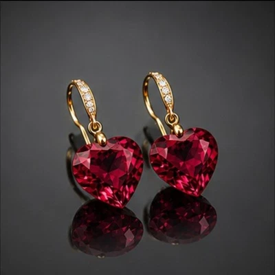 Rote Rubin Diamond Ruby 925 Sterling Silber Ohrringe – Juli Braut - Bild 1 von 4