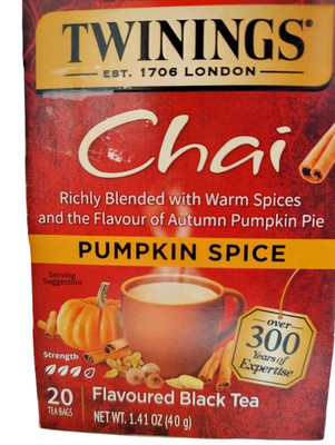 Twinings Pumpkin Spice Chai Tea Bags - 20/Box, BB 4/28, Lot of 4