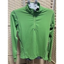 Alo Yoga Womens Green Quarter Zip Long Sleeve Performance Top Thumbholes Size M