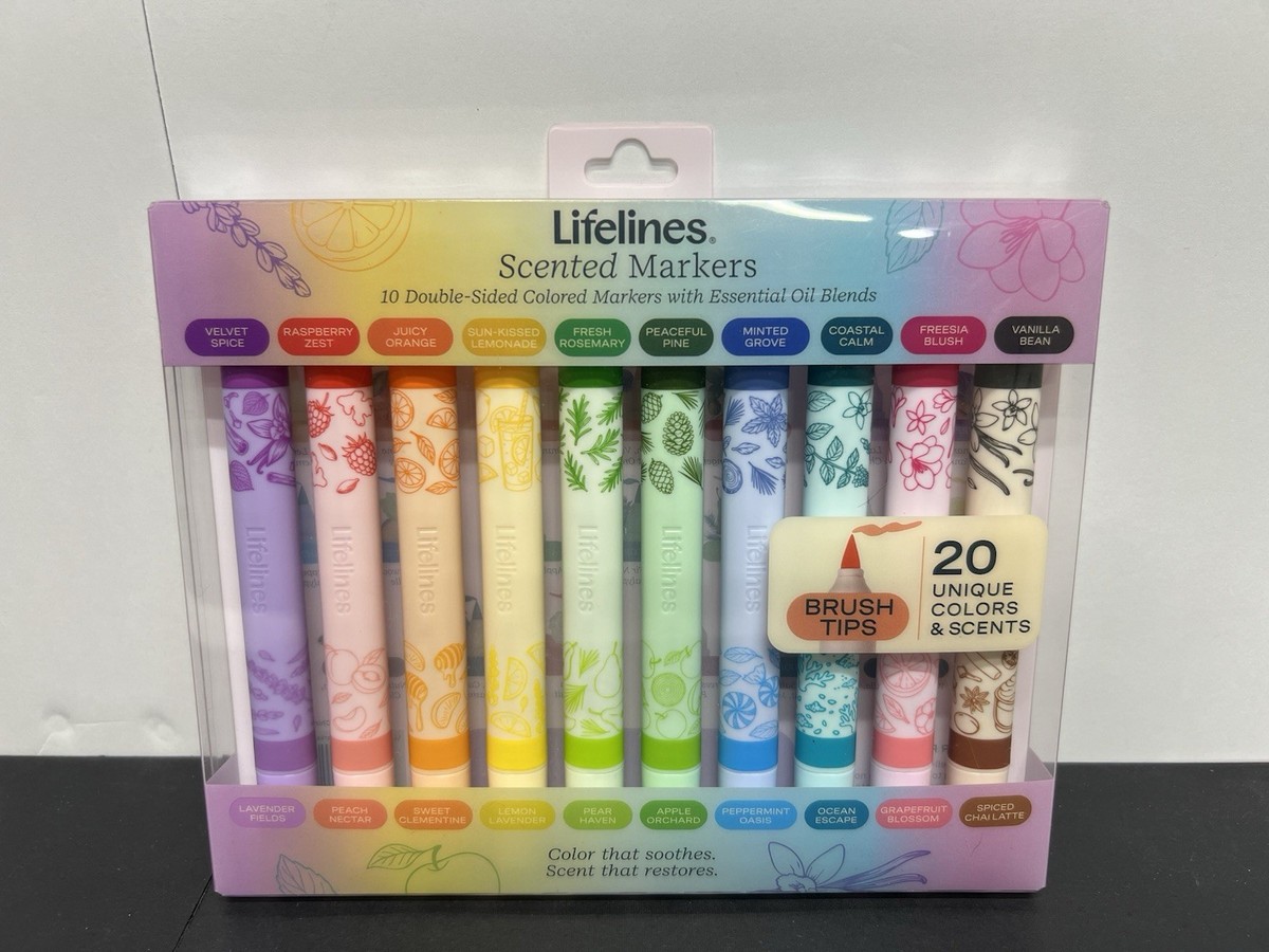 Lifelines Scented Colored Markers, 10 DoubleSided Markers with 20