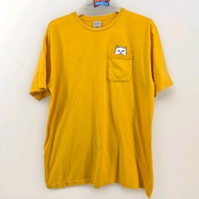 Ripndip Lord Nermal Pocket T Shirt Mens XL Yellow Cat Graphic Tee
