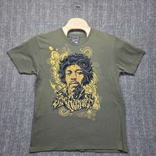 Jimi Hendrix T-Shirt Mens Large Olive Green ODM 2006 Vintage Y2K Paisley Swirl