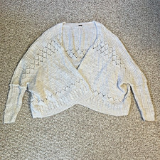 Free People Womens Slouchy Knit Cardigan Sweater Size S Cream Chunky Cotton