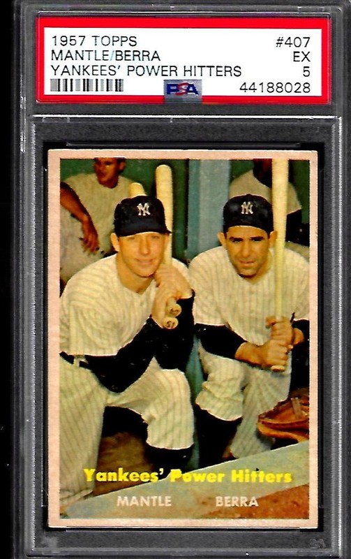 1957 TOPPS MANTLE/BERRA POWER HITTERS PSA EX 5