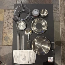All Clad 3 Qt 12 Piece Stainless Steel Fondue Set 18/10 Steel W/ BOX