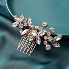 Crystal Wedding Hair Comb Rose Gold Rhinestone Bridal Hairpieces Bridesmiad Clip