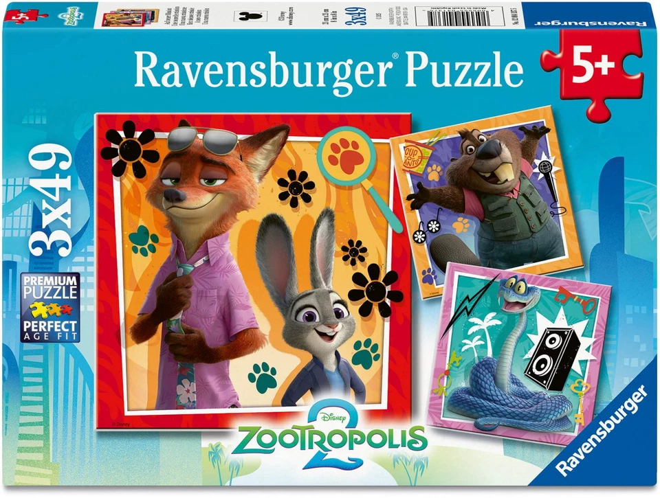 3 x 49 Teile Ravensburger Kinder Puzzle Disney Zoomania neuer Mission 12004137