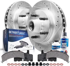 Detroit Axle Front Drilled Rotors + Brake Pads for Chevy GMC Express Sava