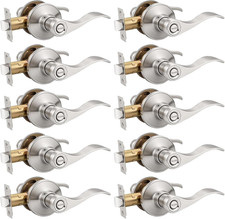 10 Pack Brushed Satin Nickel Door Lever Privacy Door Handles, Zinc Alloy Door Ha