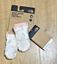 The North Face Baby Bear Suave Oso Mitt Girls Sz 0-6 Months Pink White Mittens