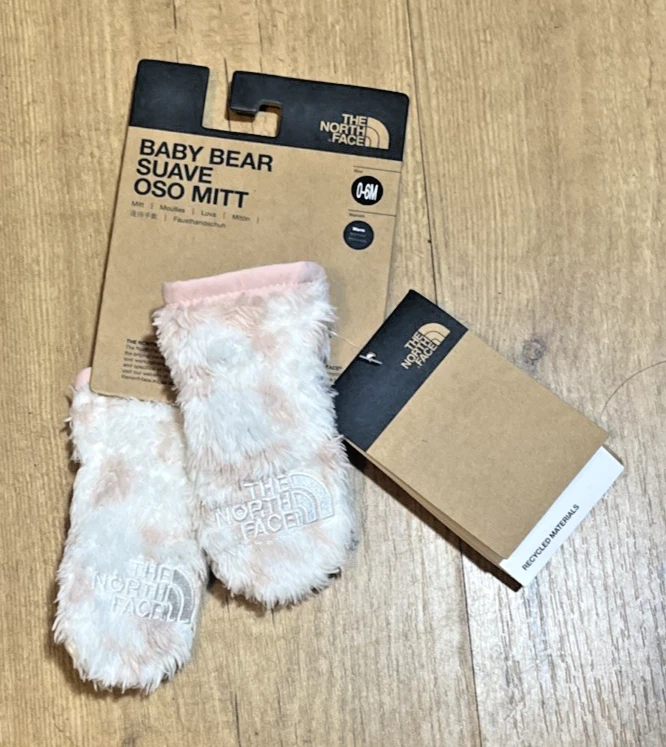 The North Face Baby Bear Suave Oso Mitt Mädchen Gr. 0-6 Monate rosa weiß Fäustlinge